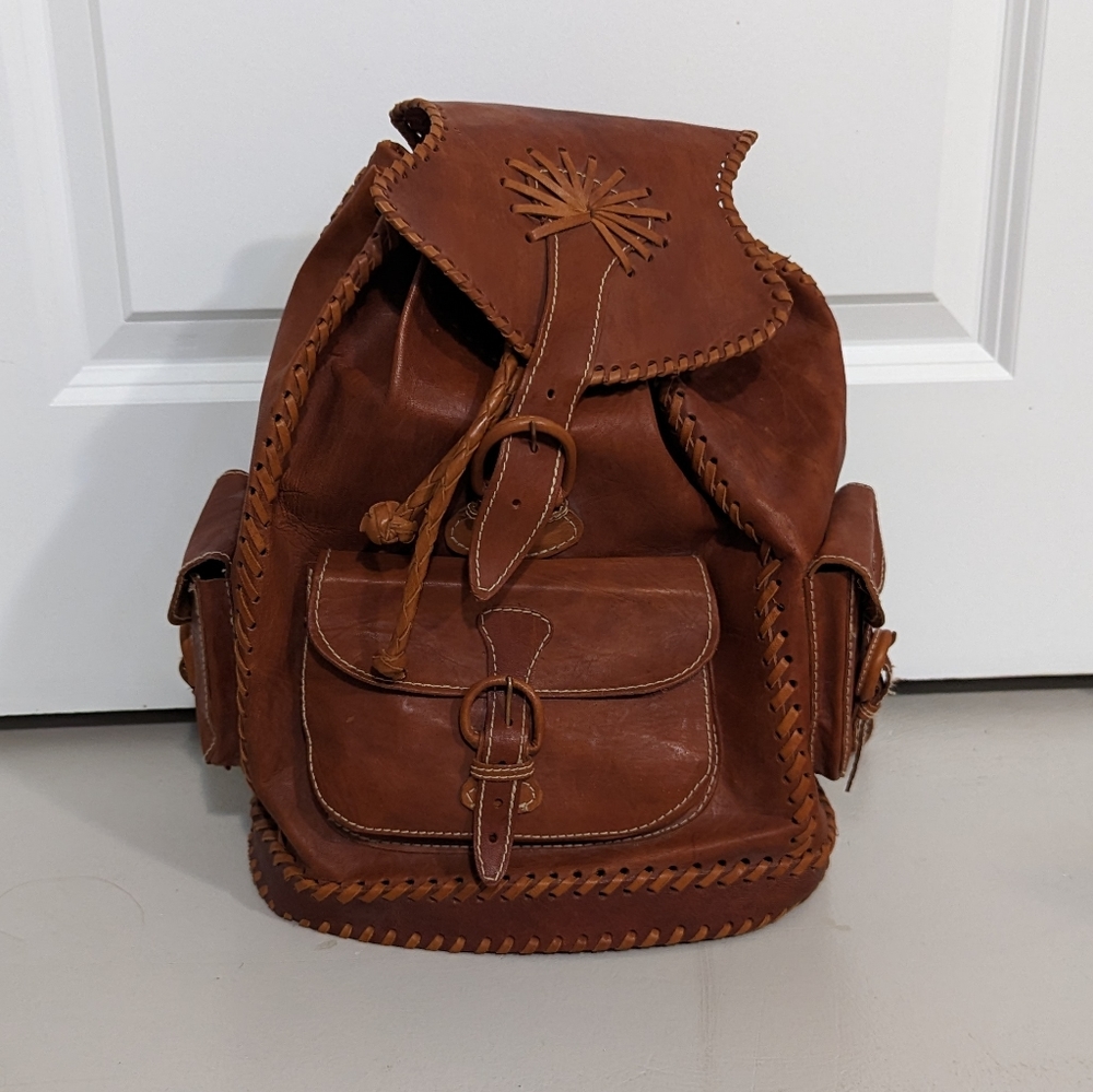Vintage genuine leather backpack purse - Picture 1 of 5